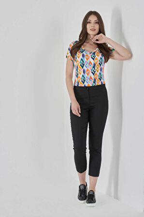 Tolga Saraçoğlu Kadın Dar Paça Kısa Pantolon 30046 Siyah